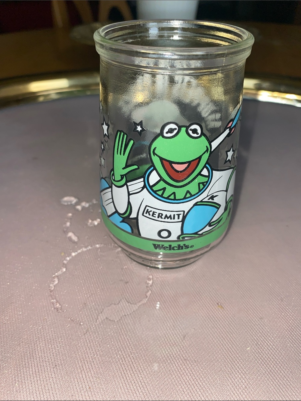 Vintage 1998 Welch’s muppets in space Kermit  the Frog Green jelly/juice  Glass
